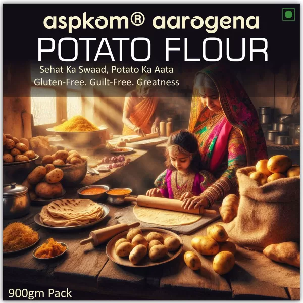 AspKom® Aarogena Potato Flakes Flour | Gluten-Free, Dehydrated Instant Cooking & Baking Atta | Healthy Fasting (Vrat) Ingredient, Thickening Starch for Soups & Recipes | Non-GMO, Vegan