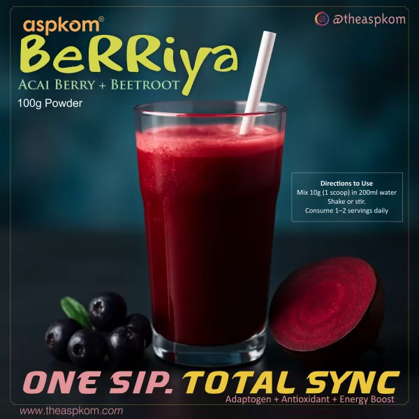 Berriya Functional Superfood Drink Mix - Heart & Brain Health Support with Acai, Beetroot & Ashwagandha - Sugar-Free & Caffeine-Free Antioxidant Triad with Electrolytes